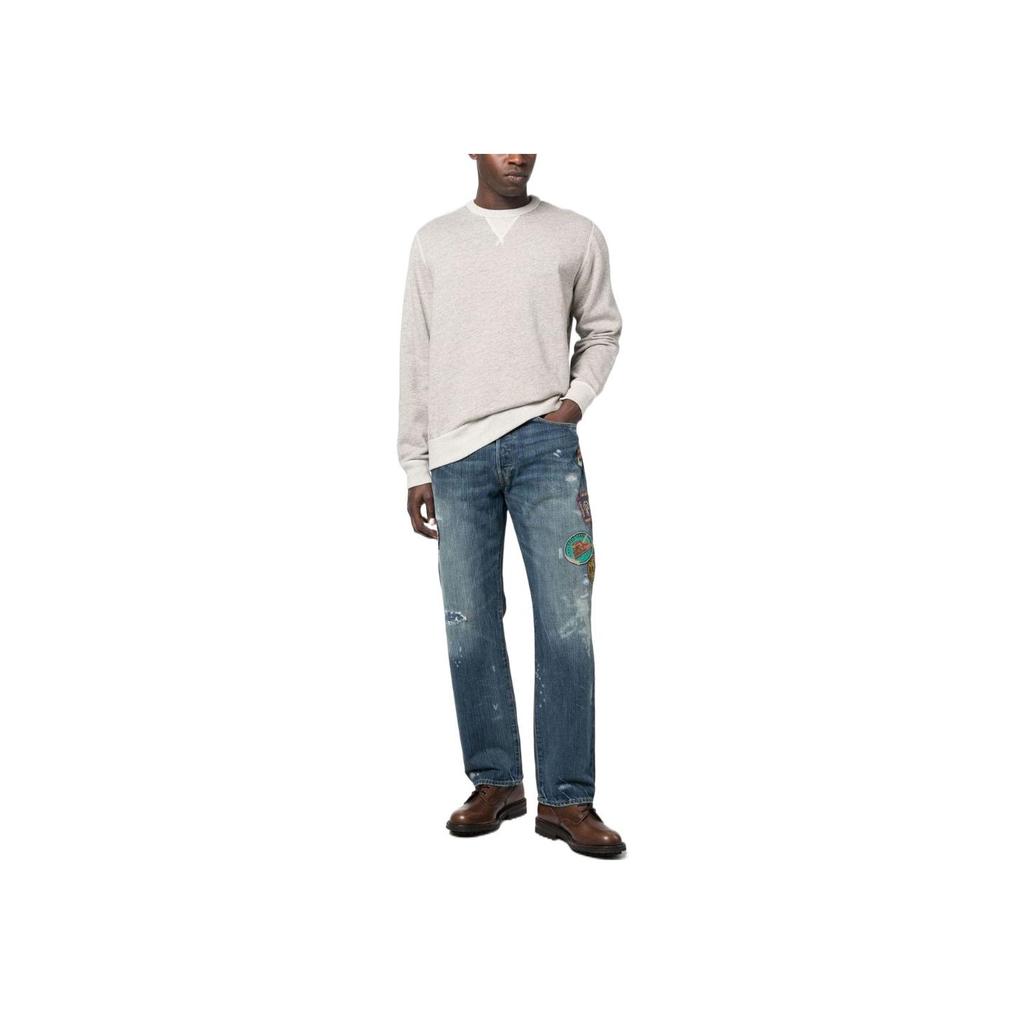 Polo Ralph Lauren Ss23 Patchwork Logo Label Crewneck Sweatshirt Men Sweatshirt Light-Gray 710907252-002