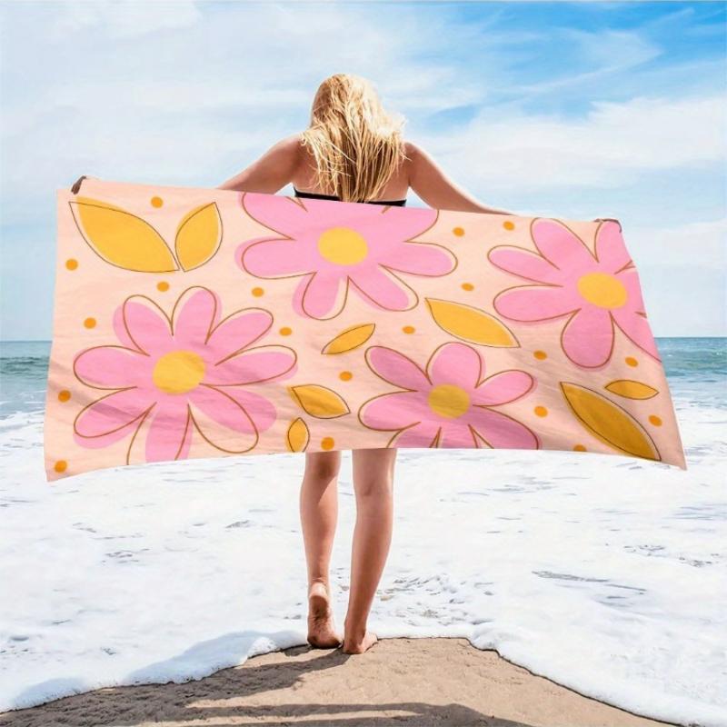 

One Piece of a Vibrant Floral Microfiber Beach Towel, Ideal for Tropical Travel. It Dries Quickly, Is Lightweight, Oversized W40*H60(CM)