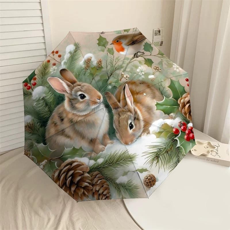 

1PC winter rabbits Umbrella-8-Rib Reinforced, Automatic Open, Lightweight & Durable, Cute Fashion Accessory for Outdoor-P83