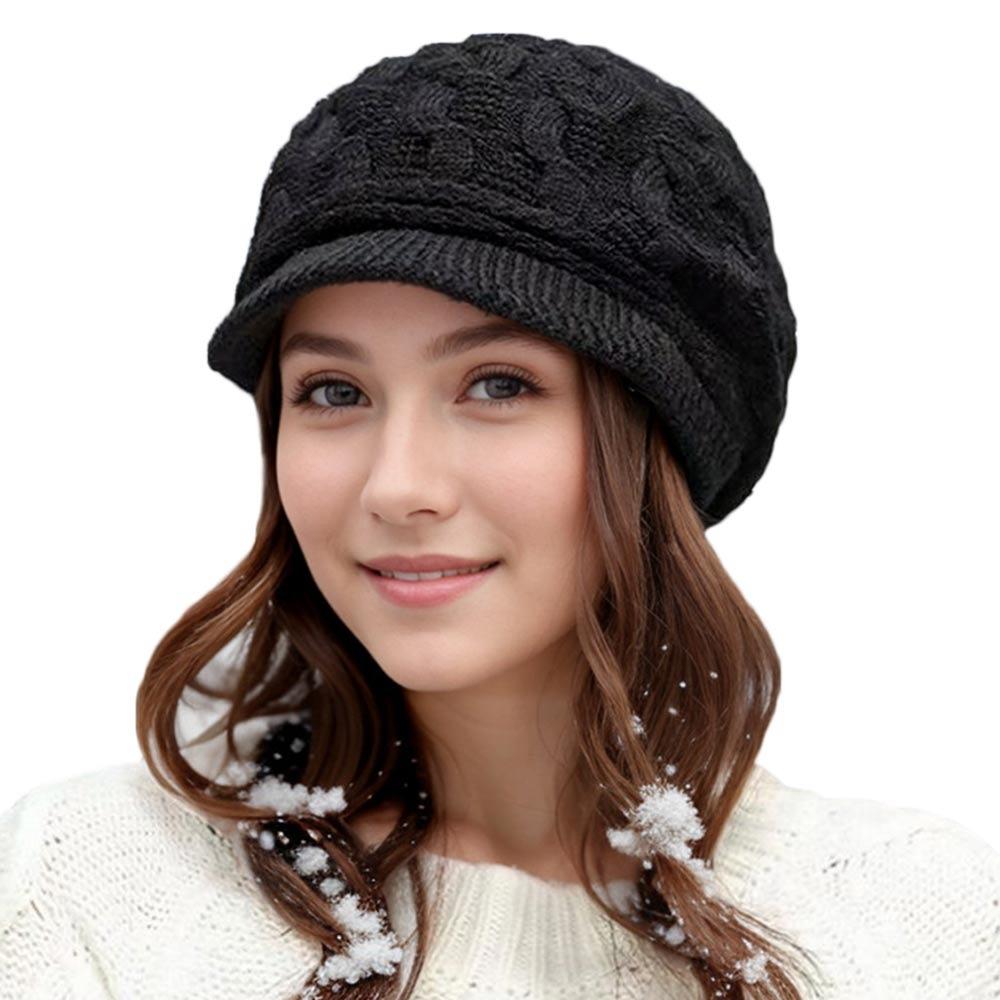 

Casual Thickened Women s Winter Beret Ear Protection Warm Duck Tongue Hat Wool Windproof Knitting Cap Outdoor чорний