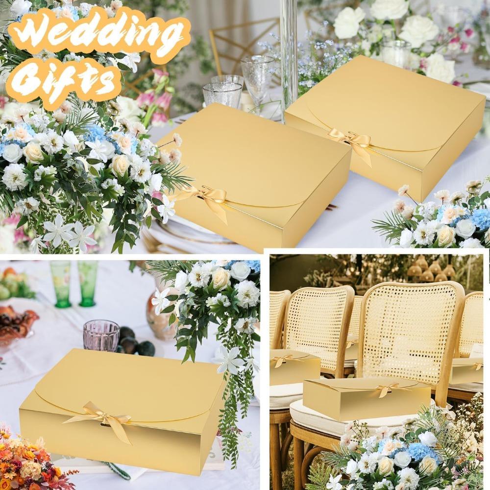 8pcs Gift Boxes with Lids Bridesmaid Boxes with Golden Ribbon Gift Boxes Flip-top Gift Box Folden Gift Wrap Box Party Favors Boxes Storage Box