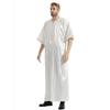 Loose Solid Color Button Thin Mid-Length Simple Arabic Robe Men Ethnic Style Muslim Robe Short-Sleeved Plus Size