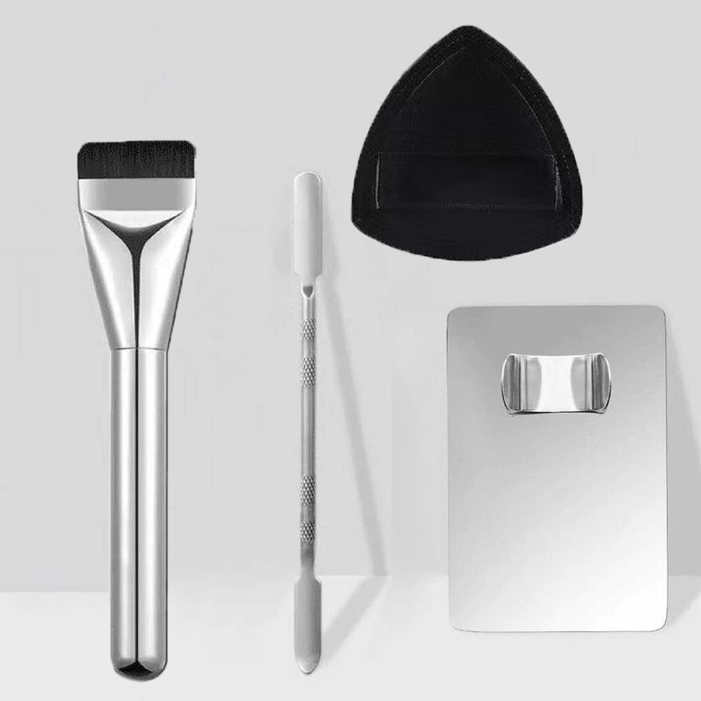4PCS Stainless Steel Cosmetic Brush Set Cosmetic Tools  Liquid Foundation Accessories