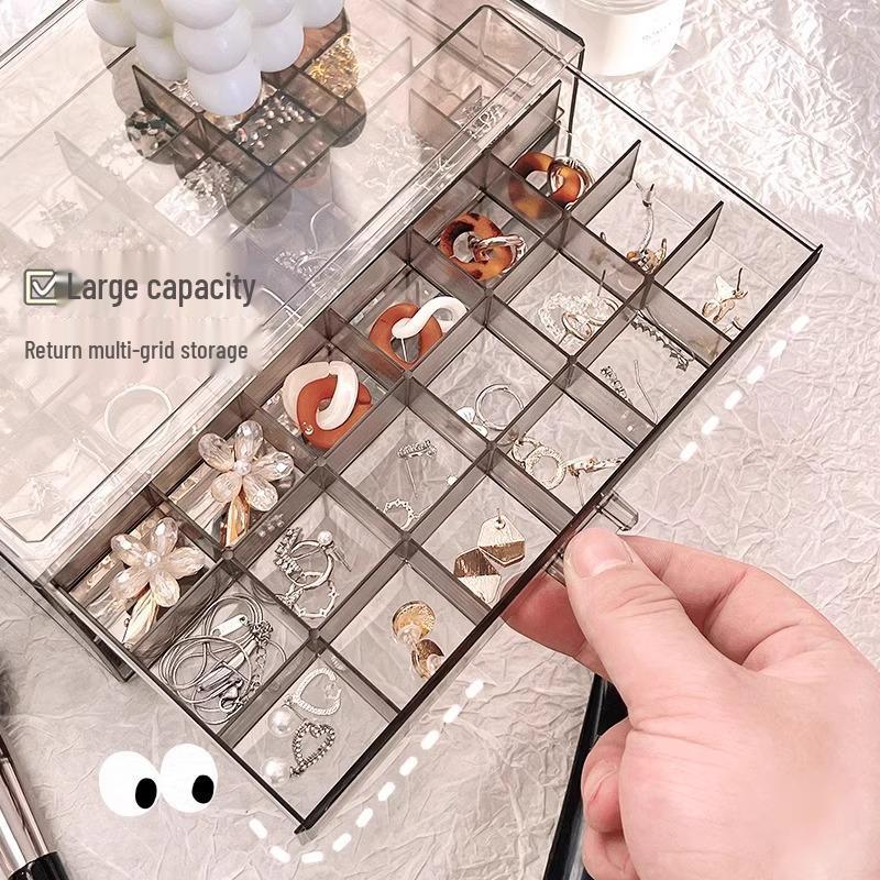 Acrylic Jewelry Storage Box for Earrings, Necklaces, and Accessories with Anti-Oxidation Protection and New Drawer Design