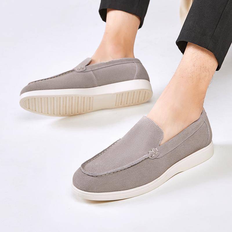 Casual British Style Suede Leather Frosted Loafers Men's Lazy Bean Men Casual Formal Boat Men's Vulcanize Male Shoes  Adult