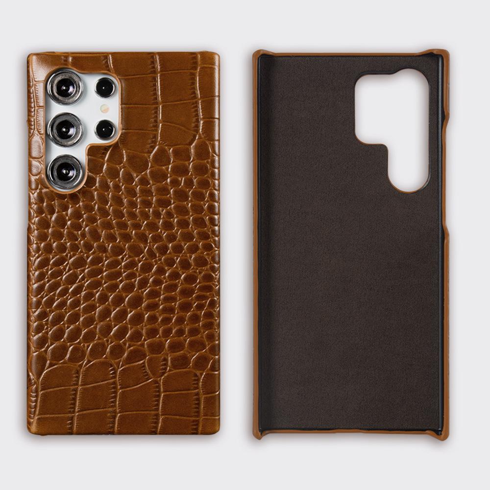 Premium Echte Leder Handyhülle für Samsung Galaxy S24/S24 Ultra/S23/S23 Ultra/S22/S22 Ultra Krokodilmuster Leder