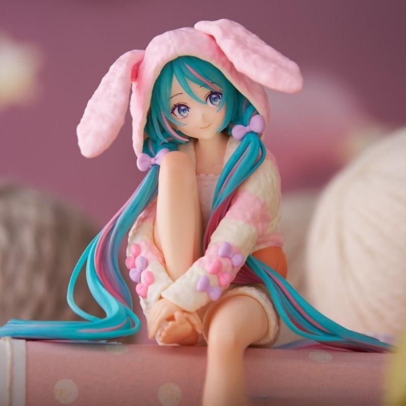 14cm New Anime Hatsune Miku Action Figure Rabbit Ear Pajamas Figurines Car Decoration Doll Model Kids Toys Fans Gift VOCALO Poseable Articulated Scale