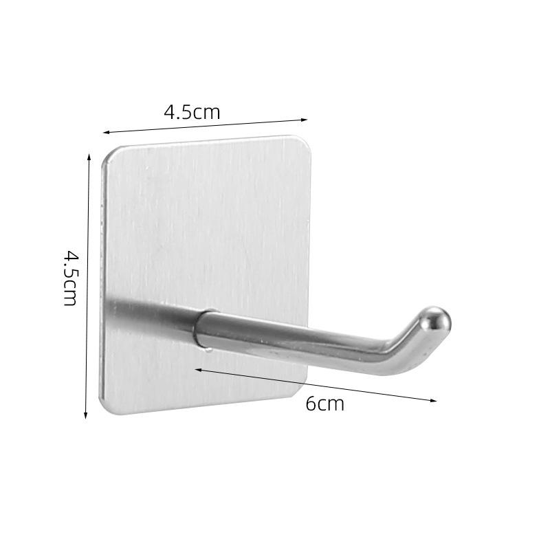 Punch-Free Stainless Steel Adhesive Hook for Coats & Hats - Strong Black Metal Door Hook
