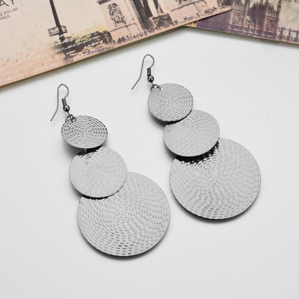 E1208 European & American Pop Rock Frosted Round Earrings Fashion Accessories