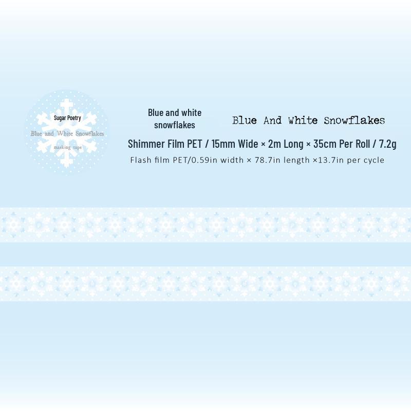 Winter Love Song Series: Glitter Sand PET Tape & Color Stickers for Journals - 6 Solid Colors
