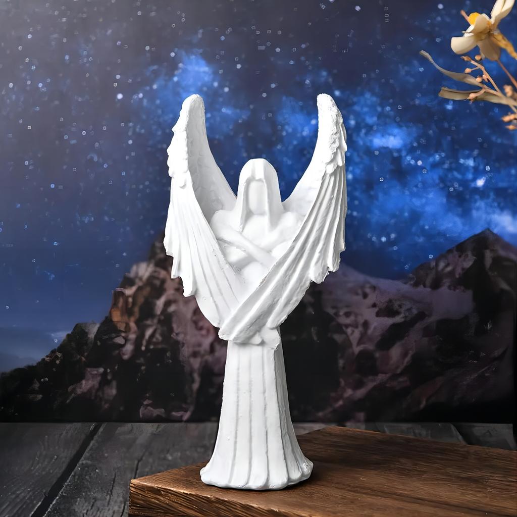 Creative White Resin Angel of Redemption Statue, Table Decoration, Hand Carved Angel Sculpture For Garden Home Decoration