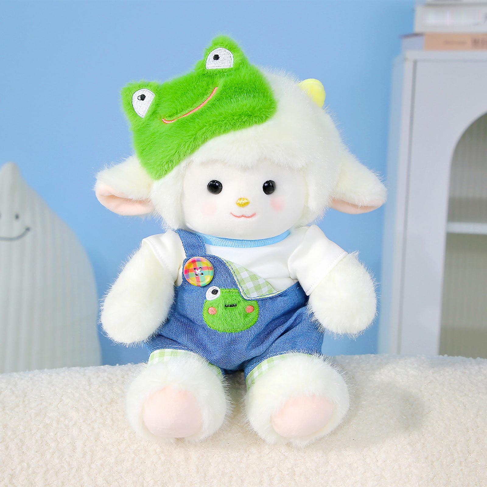 

Plush Sheep Stuffed Animal Soft Toy with Sporty Visor Hat and Crossbody Bag Cute Lamb Plush Doll for Kids and Collectors One Size синій