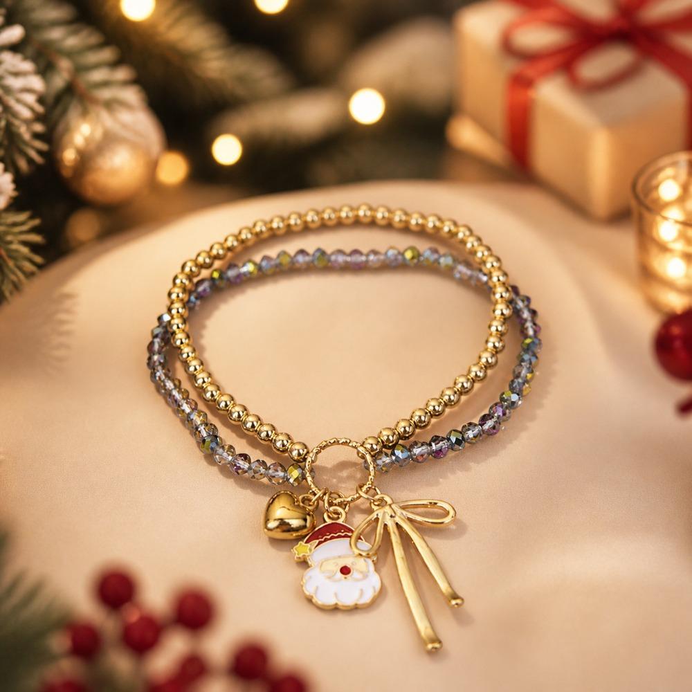 Cartoon Pendant Bracelet Santa Claus Handmade Hand Strap Christmas Braided Hand Chain New Year
