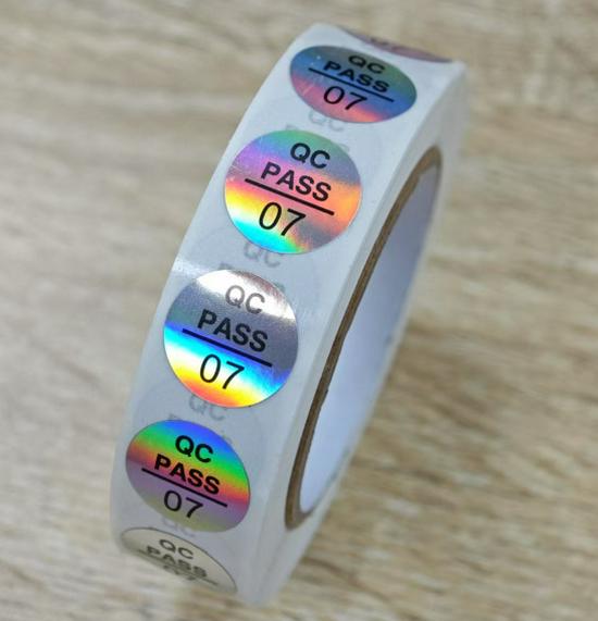 Transparent Self-Adhesive QC Pass Label - Round Laser Quality Inspection Sticker