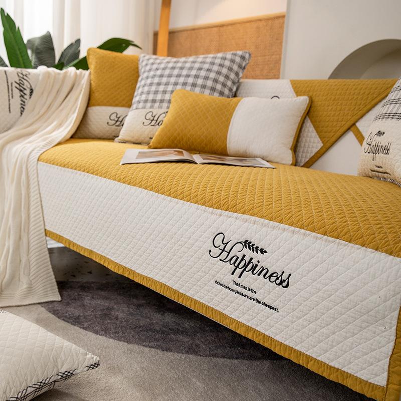 Cotton Sofa Cushion for All Seasons, Non-slip Fabric Seat Cushion, Simple Sofa Cover, Backrest Cover, Full Cloth Cover