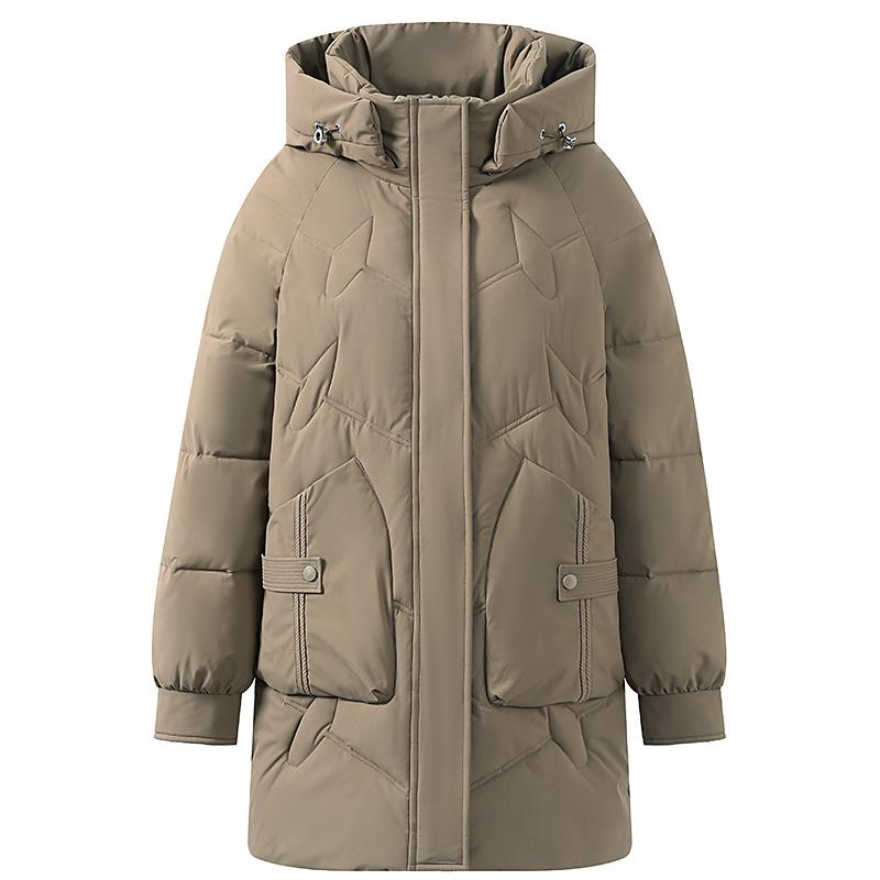 Téli hosszú kabát női felsőruházat kapucnis Elegáns középkori női dzsekik Vastag meleg molett parkák