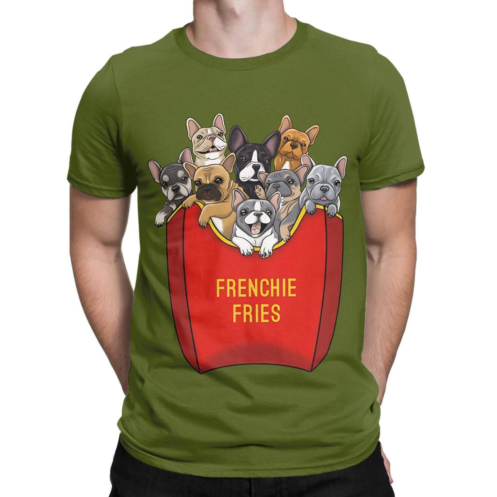French Bulldog Frenchie Fries Graphic Funny 100 Cotton TShirt French Bulldog Tops Tees For Unisex