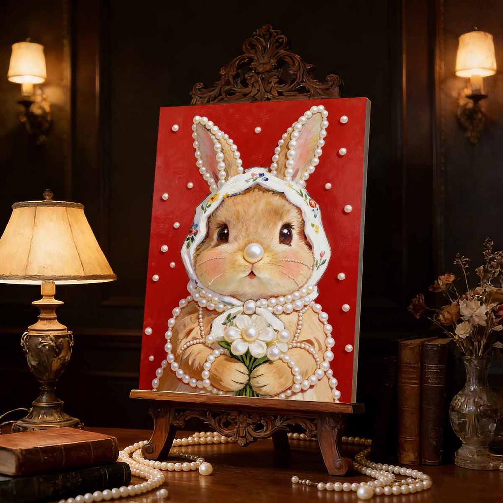Handmade DIY Pearl Painting Little White Rabbit Theme Bedroom Living Room Frameless Diy Handmade Sticky Diamond Creative Canvas Painting