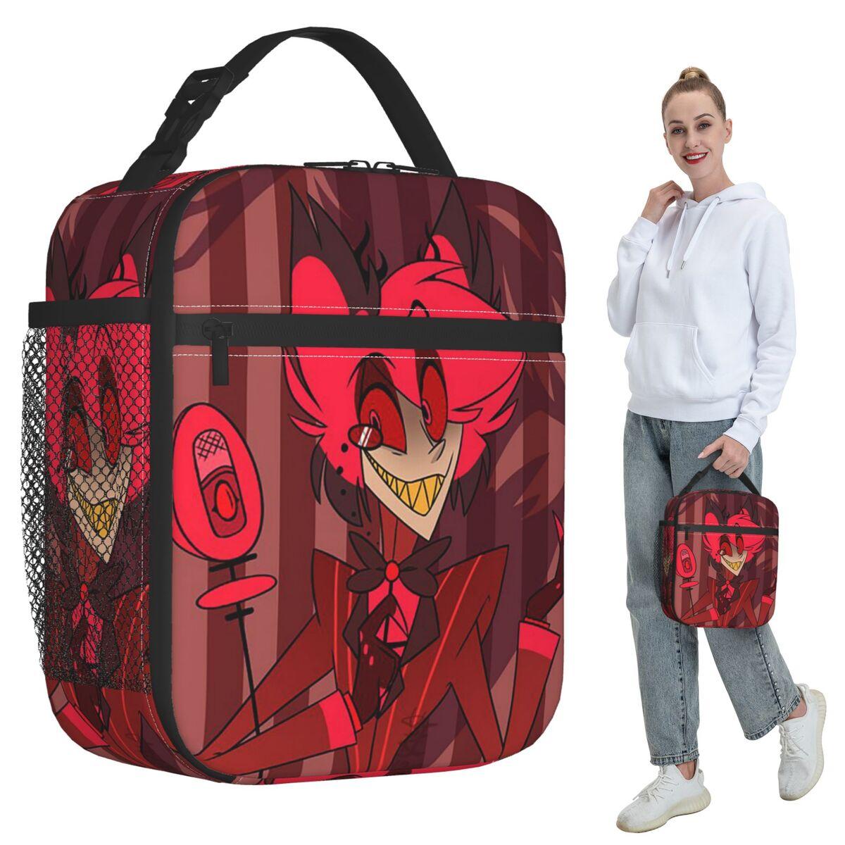 Creative Alastor Hazbin Hotels Anime Insulated Lunch Bag for Women Office Cooler Thermal Food Box Tote Lunch Boxes Container One Size