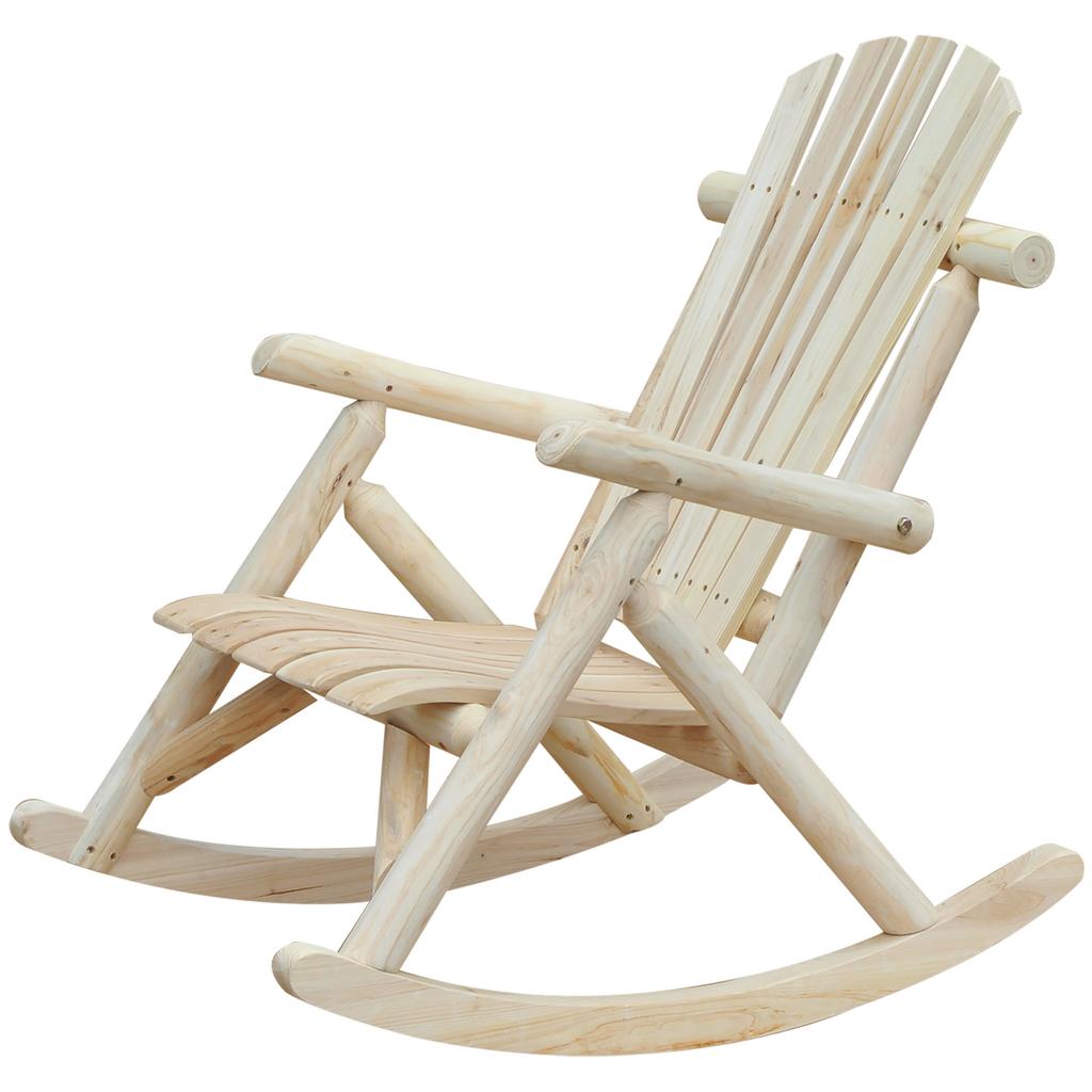 Adirondack Chair Cedar Wood Ergonomic Rocking Chair Porch Rocker Garden Traditional - Burlywood