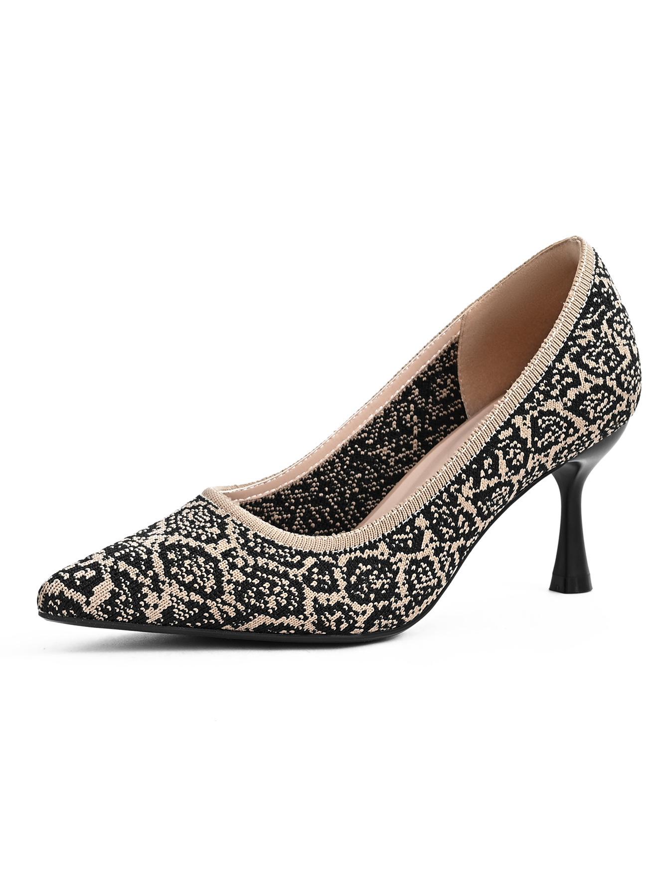 Women s Breathable Flyknit Kitten Heel Shoes - Stylish Pointed Toe for Autumn/Winter EU 38