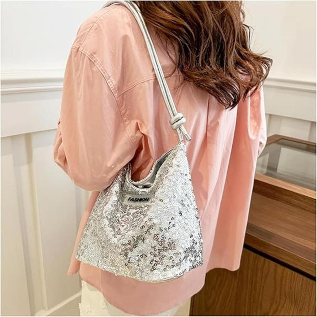 Sequin Handbag, Tote Bag for Women, Adjustable Shoulder Strap, Crossbody Bag for Wedding, Prom, Parties, Travel