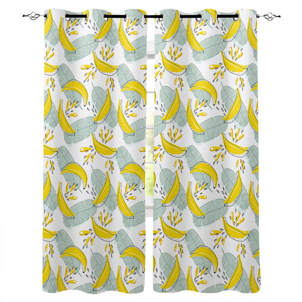 

Банановые листья и бананы Домашний декор Оконные шторы Спальня Кухня Шторы Панельные шторы для гостиной 135W x 60H(cm)