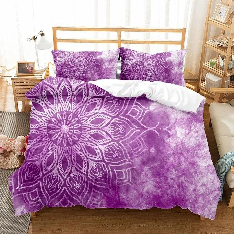 Comforter 3D Print Boho Mandala King Queen Chic Colorful Rustic Mandala Galaxy Polyester Bedding Set For Girls Women
