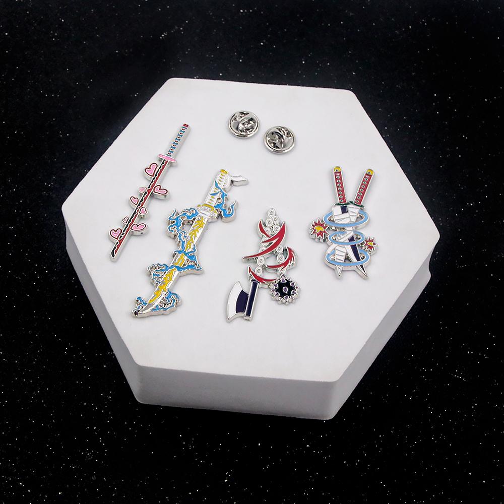 Anime Demon Slayer Kimetsu No Yaiba Sword Brooch Pins Tomioka Giyuu Kochou Shinobu Weapon Brooch Cosplay Jewelry Accessories