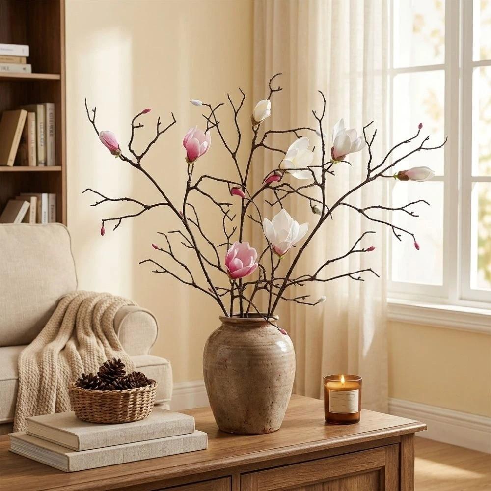 Real Touch Simulation Big Magnolia Large Artificial Orchid Fake Silk Flower Table Decoration