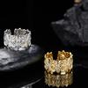Exaggerated S925 Sterling Silver Flower Hollow Retro Ring Women'S Open Wide Version Index Finger Ring Jewelry