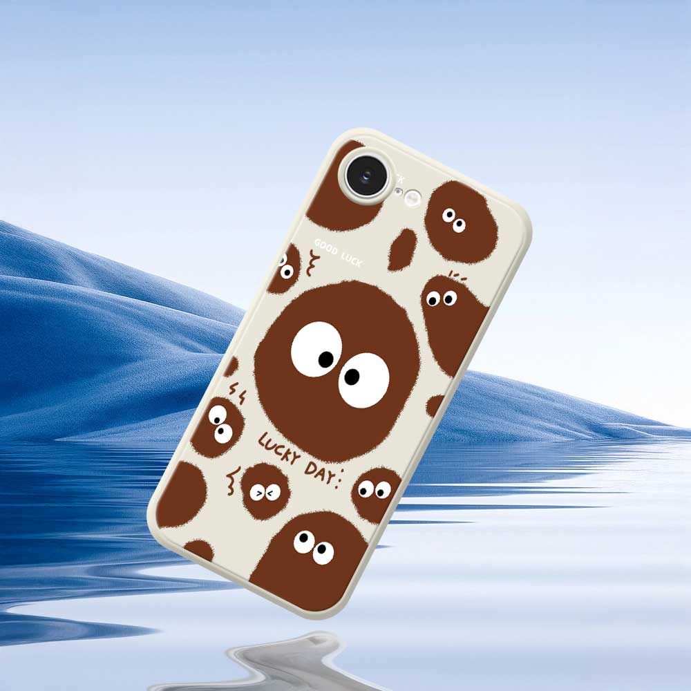 For iPhone 16e Case Funny Big Eyes Doll Pattern Printing Straight Edge TPU Phone Back Cover