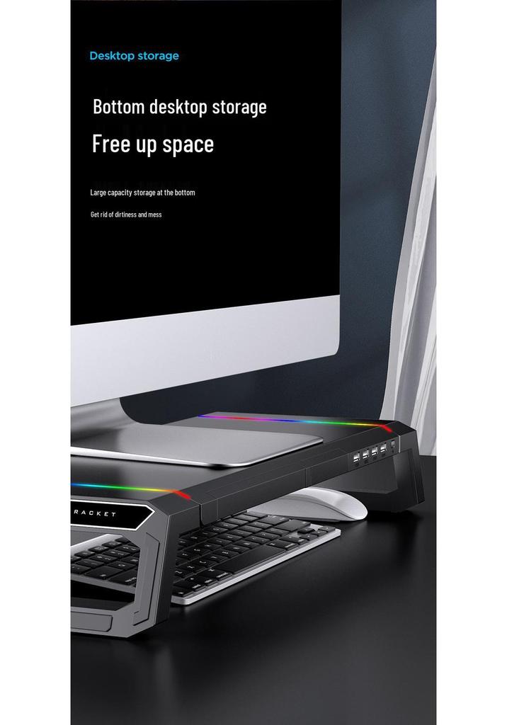 Multifunctional Monitor Riser Stand with USB Extension & Desktop Storage