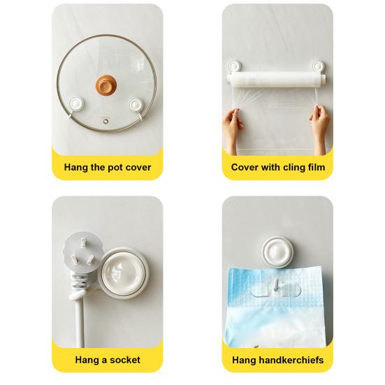 4PCS Sticky Hook with 360° Rotation Design Hook Strong Adhesive Stable Base Wall Hook for Towels Clothes Kitchen Utensils