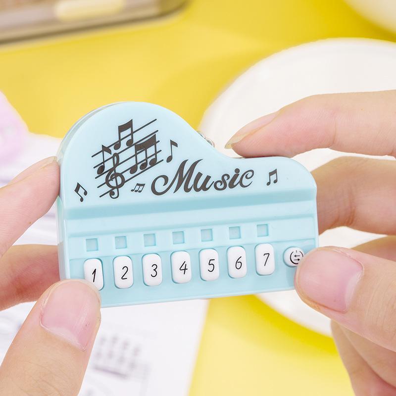 Mini Functional Piano Keychain Playable Buttons Soft Touch Cute Cartoon Music Pattern Creative Gift for Students
