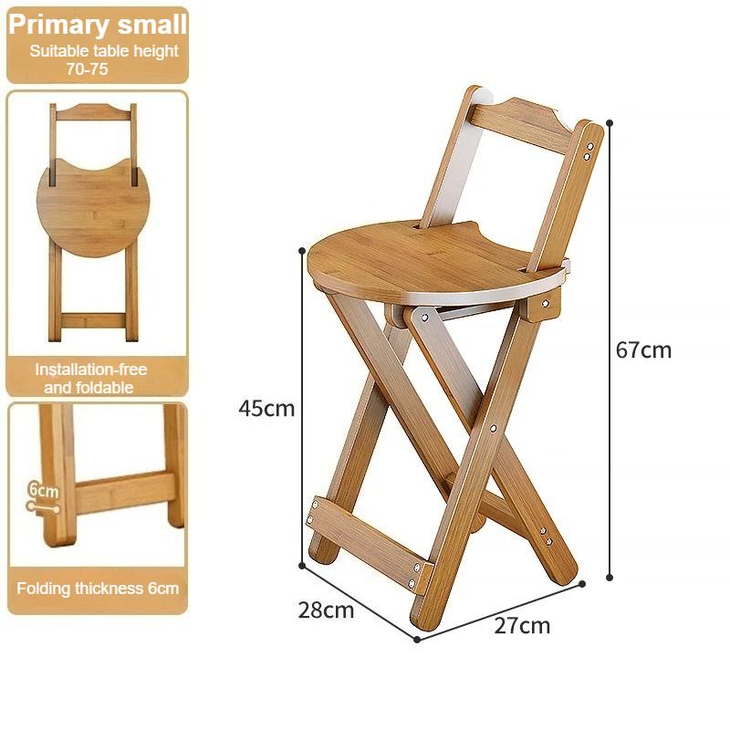 Bamboo Small Dining Chair  Foldable Art Stool Multi-Functional Bar Chair  Simple and Stable High Foot Stool