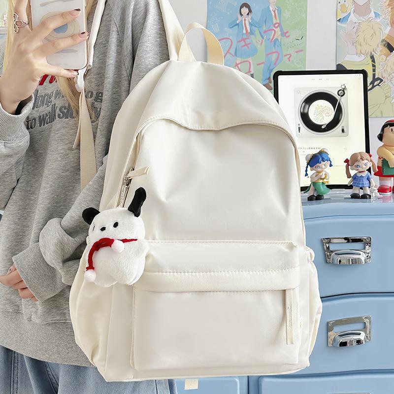 Schoolbag Schoolbag Female College Student Korean Version Ins Large Capacity Simple Solid Color Backpack Junior High School Student Backpack Boys and