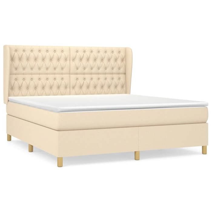 Maison Exclusive - Sommier à lattes de lit avec matelas Crème 180x200 cm Tissu