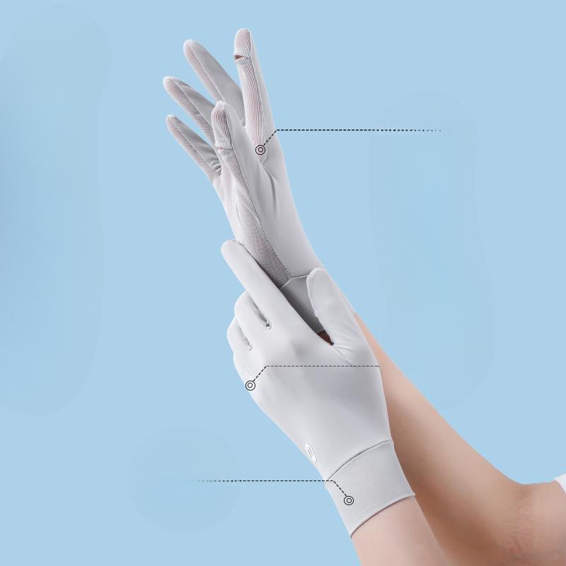 Neue Sonnenschutzhandschuhe für Damen Eisseide Radfahren Dünn Rutschfest Atmungsaktiv UV-Beständig Fingerfreie Sommer-Fahrhandschuhe