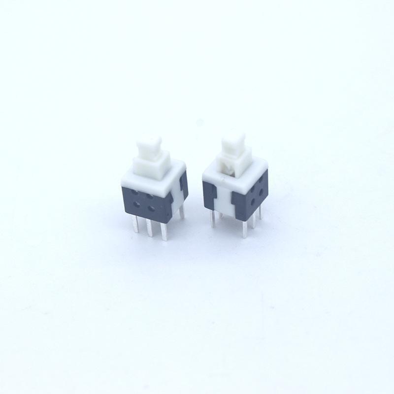 In Stock: 5.8x5.8 and 8.5x8.5 High/Flat Head Self-Locking Button Switch, Non-Locking Option Available
