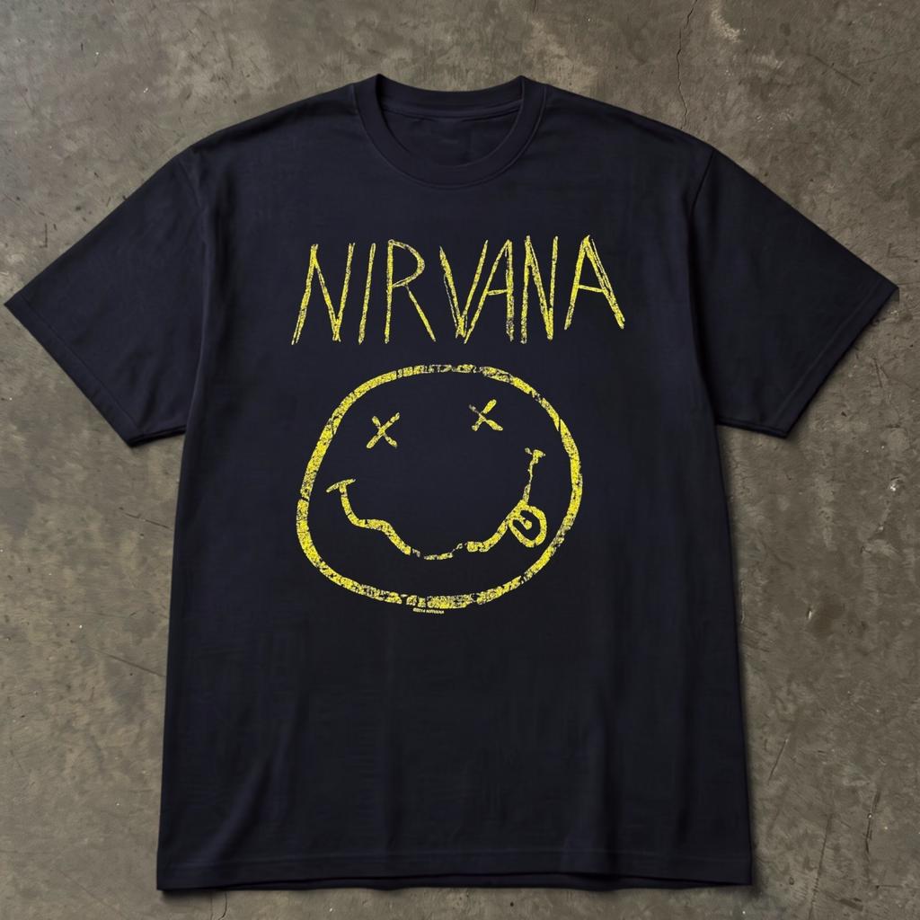 Nirvana Smiley T-Shirt Black Vintage 00s Style Minimalist Y2K Tee
