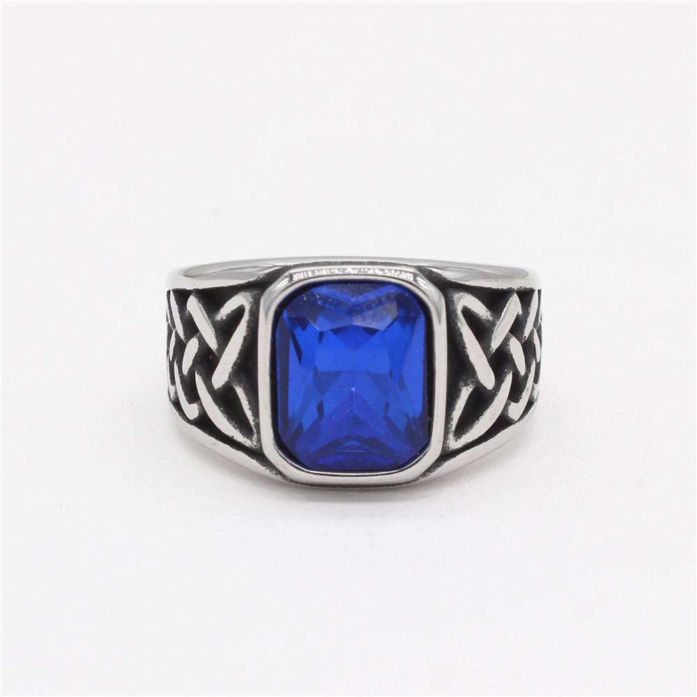 2026 Jewelry, Fashionable Retro European and American Personality Viking Pattern Gemstone Jewelry Ring No. 7
