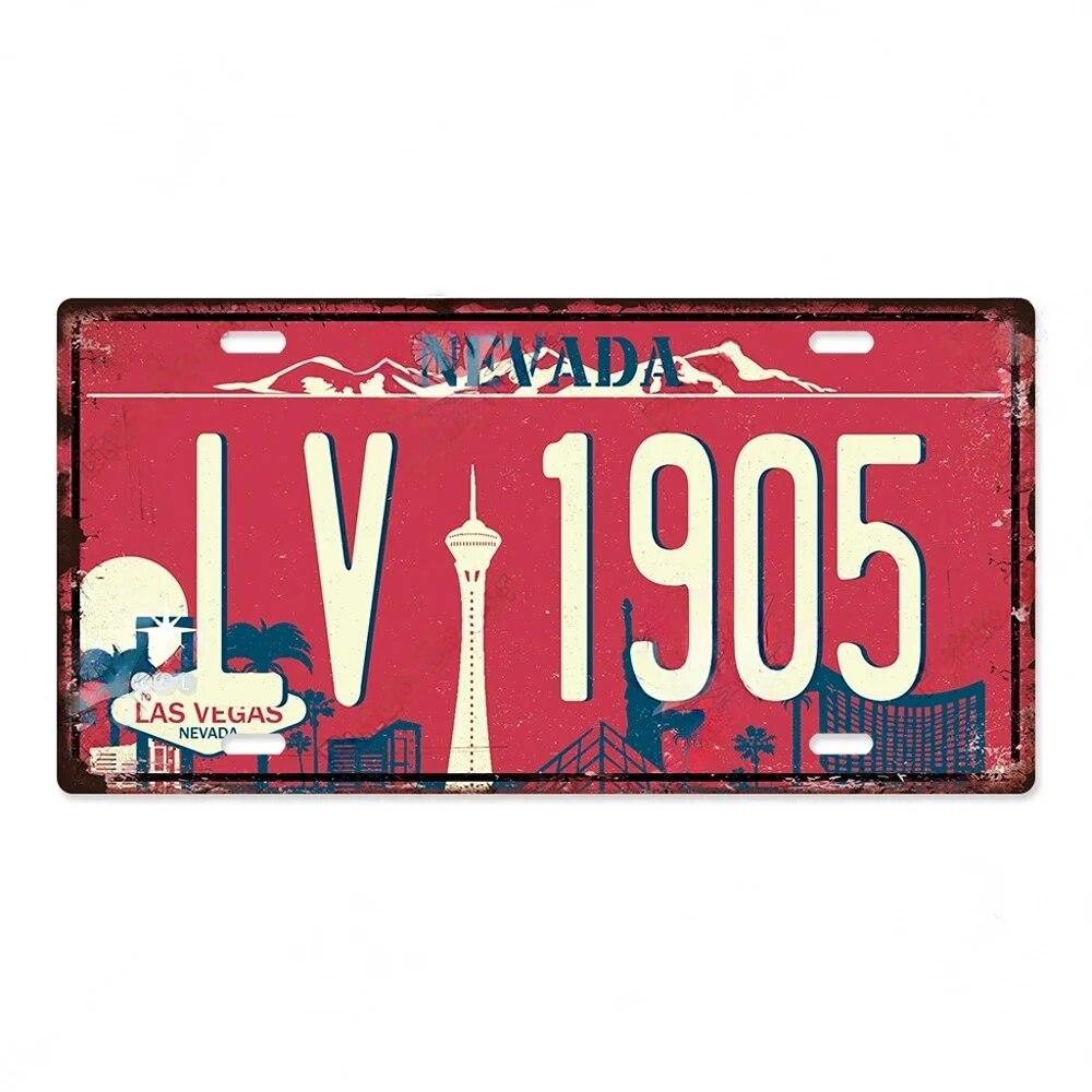 Vintage Las Vegas Metal Tiin Signs Decor Licenses Metal Plate Plaque Wall Decor for Living Room Club