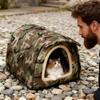 Outdoor Cat House Semi-enclosed With Door Curtains Moisture-proof Cat House Warm Tent Pet Supplies For Kitten Puppy Sleeping