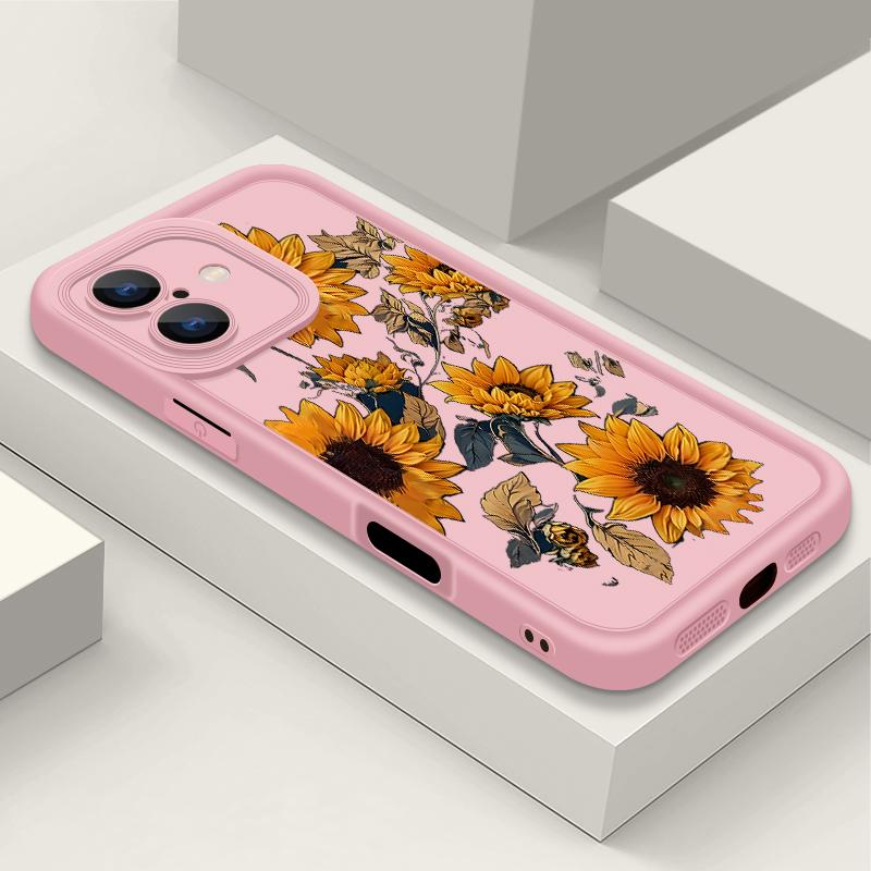 Sunflowers Pattern Case For iPhone 16 Pro Max 16e 15 14 13 12 11 XR XS 8 7 Flowers Patterned Shockproof Soft Silicone Colourful Phone Cover