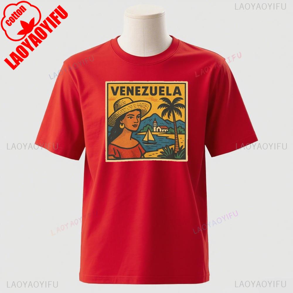 Venezuela Retro Comic Graphic Cotton Tee Caracas Skyline South America Pride Patriotic Vintage Soft Style Unisex Shirt 2025