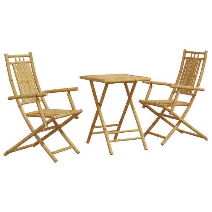 VidaXL 3-piece Bamboo Bistro Set, Garden Bistro Set, Balcony Set, Outdoor Furniture Set 3278526