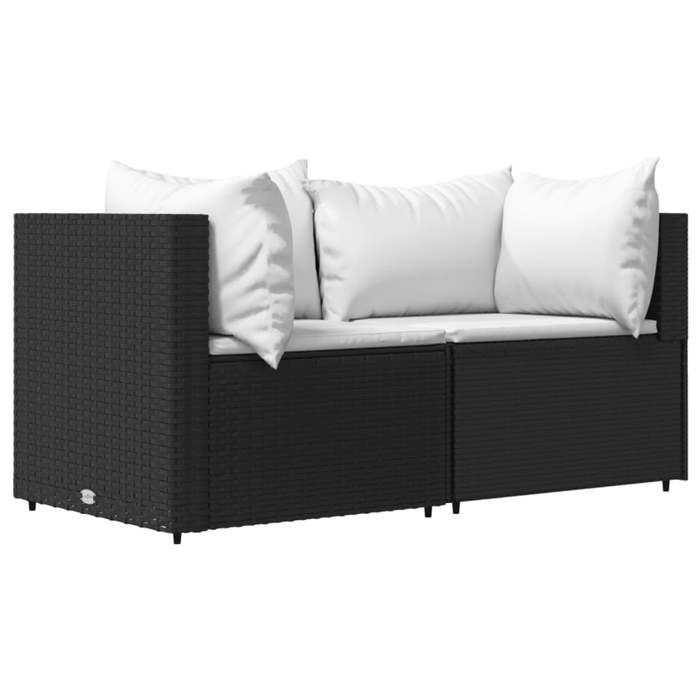 VidaXL Garden Corner Sofas and Cushions 2pcs Black Wicker, Sofa, Garden Sofa, Sectional Corner Sofa, 319730