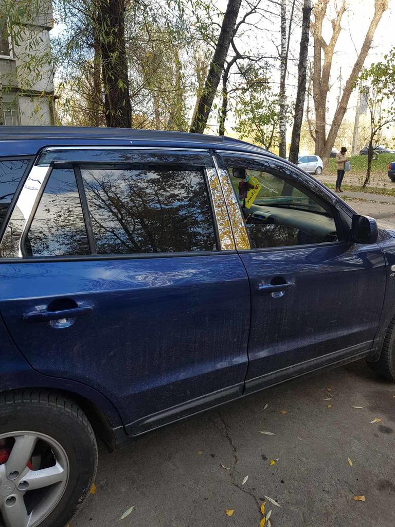 

Молдинг дверних стійок (6 шт, нерж.) для Hyundai Santa Fe 2 2006-2012 рр.
