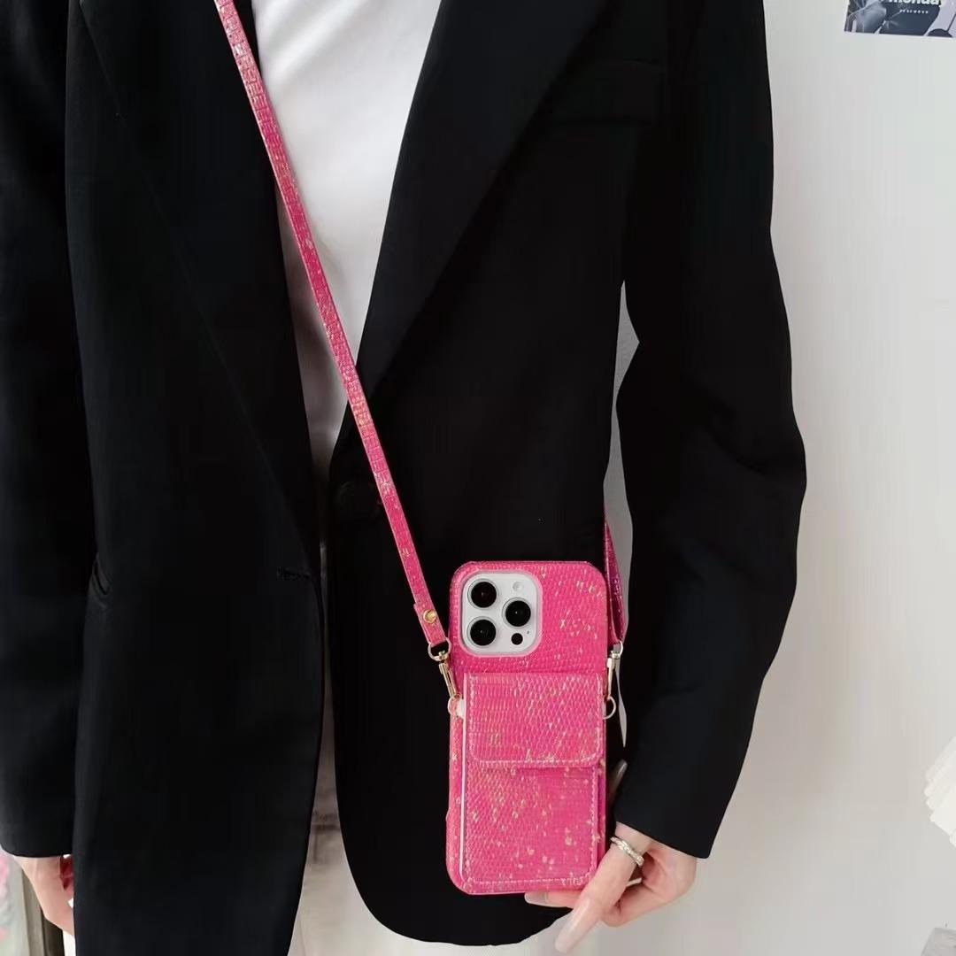 

Чехол для телефона из искусственной кожи с веревкой для подвешивания для iPhone 16/15/14/13/12/11 iPhone16pm